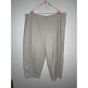 New Plus Eileen Fisher Organic Cotton Beige Crop Straight‎ Leg Pant 3X